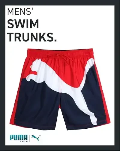 PUMA Men's Bathing Suit - 2 Pack Quick Dry Swimsuit Trunks with Mesh Compression Liner - 8