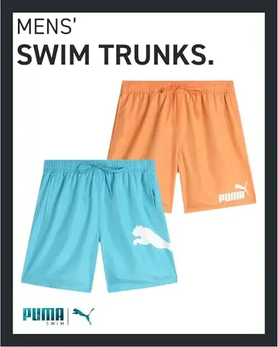 PUMA Men's Bathing Suit - 2 Pack Quick Dry Swimsuit Trunks with Mesh Compression Liner - 8