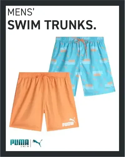 PUMA Men's Bathing Suit - 2 Pack Quick Dry Swimsuit Trunks with Mesh Compression Liner - 8