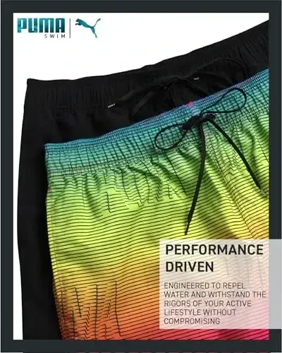 PUMA Men's Bathing Suit - 2 Pack Quick Dry Swimsuit Trunks with Mesh Compression Liner - 8
