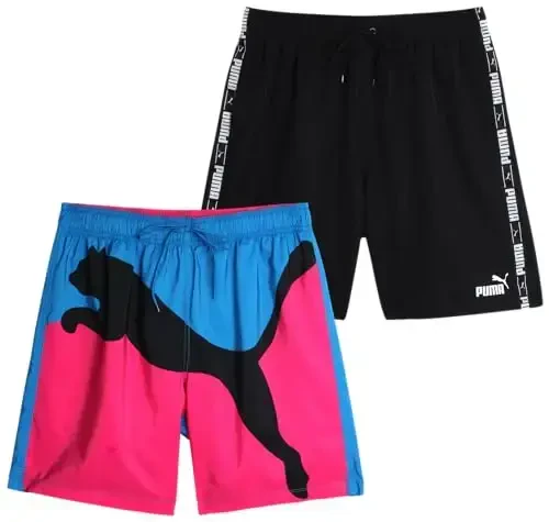 PUMA Men's Bathing Suit - 2 Pack Quick Dry Swimsuit Trunks with Mesh Compression Liner - 8