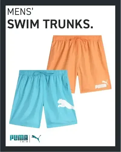 PUMA Men's Bathing Suit - 2 Pack Quick Dry Swimsuit Trunks with Mesh Compression Liner - 8