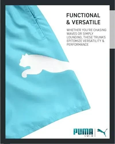 PUMA Men's Bathing Suit - 2 Pack Quick Dry Swimsuit Trunks with Mesh Compression Liner - 8