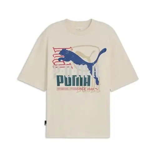 PUMA Mens Classics Re: Escape Graphic Crew Neck Short Sleeve Casual Tops Casual - Grey - 1