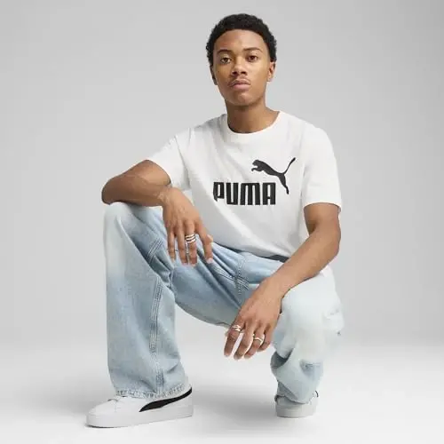 PUMA Mens Essentials Logo Crew Neck Short Sleeve Casual Tops Casual - 5