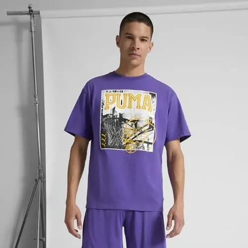 PUMA Mens Village Wear Graphic Crew Neck Short Sleeve Casual Tops Casual - 2