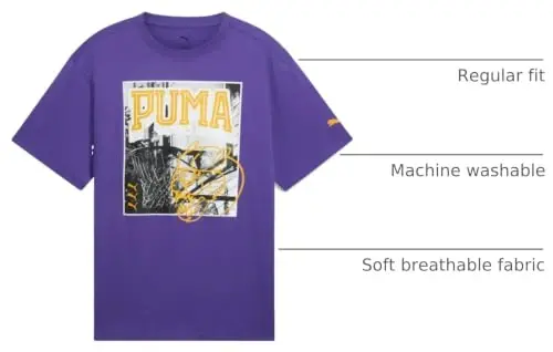PUMA Mens Village Wear Graphic Crew Neck Short Sleeve Casual Tops Casual 