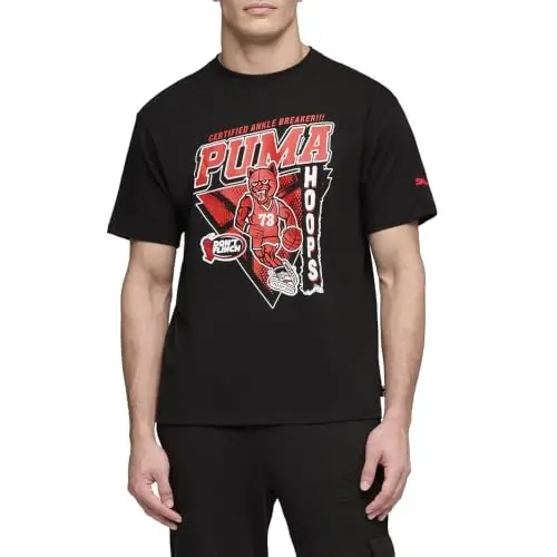 PUMA Mens Village Wear Graphic Crew Neck Short Sleeve Casual Tops Casual - Black - PUMA (1)