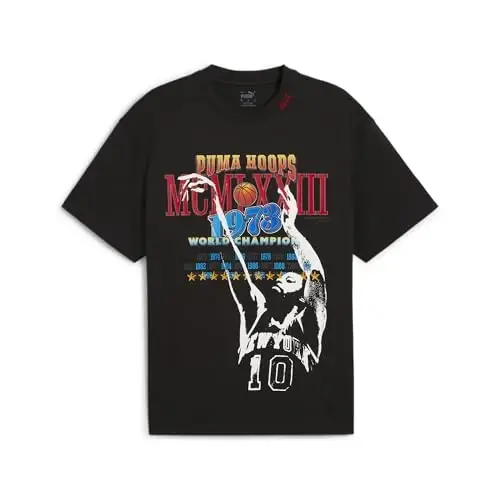 PUMA Mens Village Wear Graphic Crew Neck Short Sleeve Casual Tops Casual - Black - 1