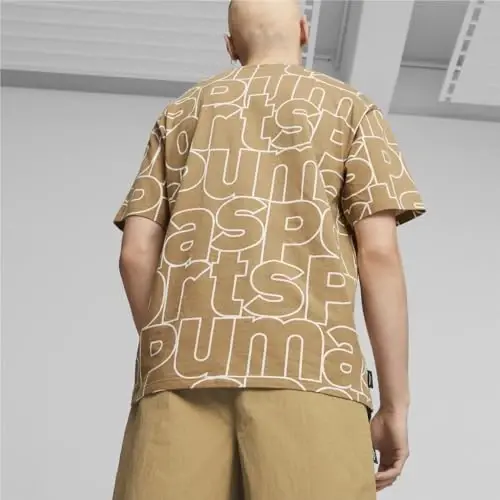 PUMA Mens Village Wear Graphic Crew Neck Short Sleeve Casual Tops Casual - Black - 5