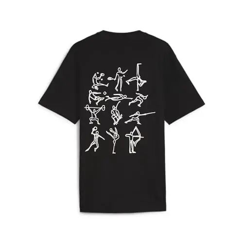 PUMA Mens Village Wear Graphic Crew Neck Short Sleeve Casual Tops Casual - Black - Puma (1)