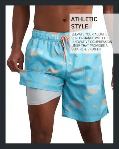 PUMA Men's Bathing Suit - 2 Pack Quick Dry Swimsuit Trunks with Mesh Compression Liner - 8