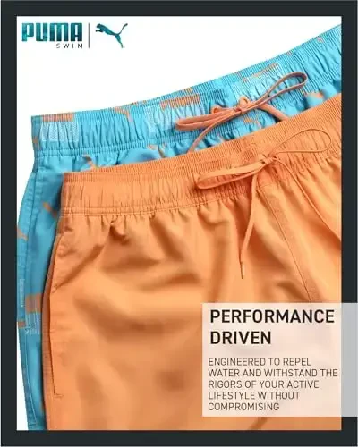 PUMA Men's Bathing Suit - 2 Pack Quick Dry Swimsuit Trunks with Mesh Compression Liner - 8