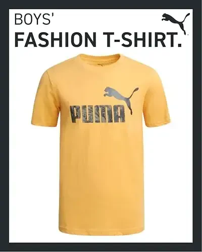 PUMA o'g'il bolalar futbolkasi - O'g'il bolalar uchun mushuk logotipli futbolka - Atletik dumaloq bo'yinli qisqa yengli futbolka (S-XL) - 2