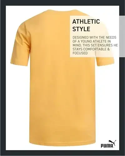 PUMA o'g'il bolalar futbolkasi - O'g'il bolalar uchun mushuk logotipli futbolka - Atletik dumaloq bo'yinli qisqa yengli futbolka (S-XL) - 5