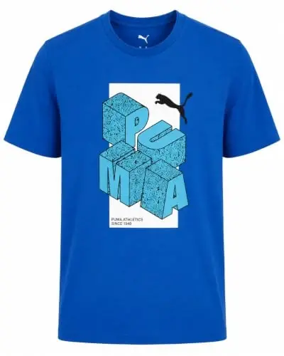 PUMA o'g'il bolalar futbolkasi - O'g'il bolalar uchun mushuk logotipli futbolka - Atletik ekipaj bo'yinli qisqa yengli futbolka (S-XL), Katta o'lcham, Yashil/Sariq 