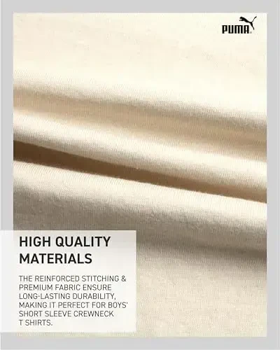 PUMA o'g'il bolalar ko'ylagi - Paxta dumaloq bo'yinli qisqa yengli faol futbolka bolalar uchun logotipi bilan (O'lchamlari: 8-20) - 4