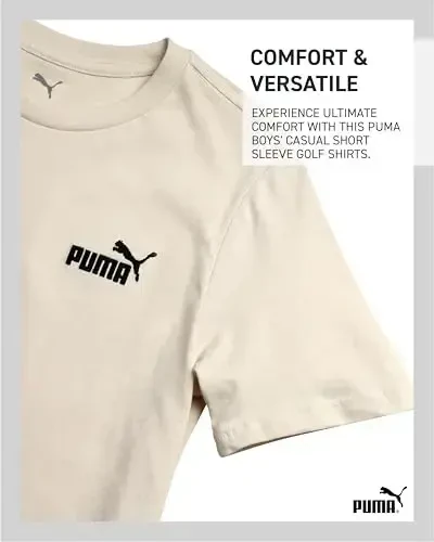 PUMA o'g'il bolalar ko'ylagi - Paxta dumaloq bo'yinli qisqa yengli faol futbolka bolalar uchun logotipi bilan (O'lchamlari: 8-20) - 5