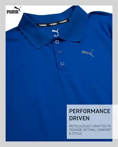 PUMA o'g'il bolalar polo ko'ylagi - Quruq moslashuvchan ishlash tugmachasi Yopiq yoqali qisqa yengli golf polo ko'ylaklari o'g'il bolalar uchun (O'lchamlar: 8-20) - 3