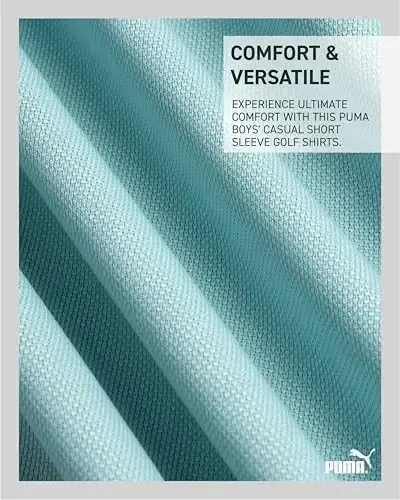 PUMA o'g'il bolalar polo ko'ylagi - Quruq moslashuvchan tugmali yoqali qisqa yengli golf polo ko'ylaklari o'g'il bolalar uchun (O'lchamlari: 8-20) - 4