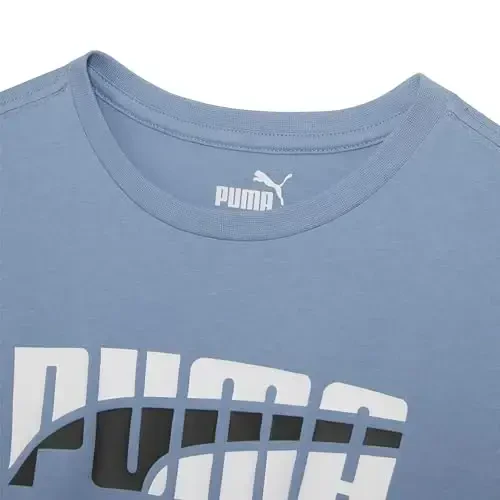 PUMA o'g'il bolalar qisqa yengli paxta grafikli futbolka, dumaloq bo'yin - 4