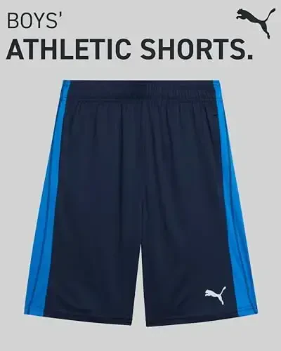 PUMA o'g'il bolalar sport shortilari - tez quriydigan nafas oladigan interlok o'g'il bolalar basketbol shortilari cho'ntaklar bilan (o'lchamlari: 4-20) - PUMA (1)