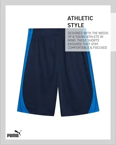 PUMA o'g'il bolalar sport shortilari - tez quriydigan nafas oladigan interlok o'g'il bolalar basketbol shortilari cho'ntaklar bilan (o'lchamlari: 4-20) - 5