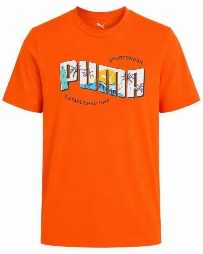 PUMA o‘g‘il bolalar uchun futbolka - Bolalar uchun Cat logotipli futbolka - Atletik ekipaj bo‘yinli qisqa yengli futbolka (S-XL), Katta o‘lcham, Yashil/Sariq - PUMA
