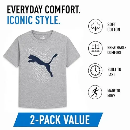 PUMA o‘g‘il bolalar uchun futbolka - Cat Logo bolalar futbolkasi - Sport uslubidagi yumaloq yoqali kalta yengli futbolka (S-XL), o‘lchami Large, yashil/sariq - 4