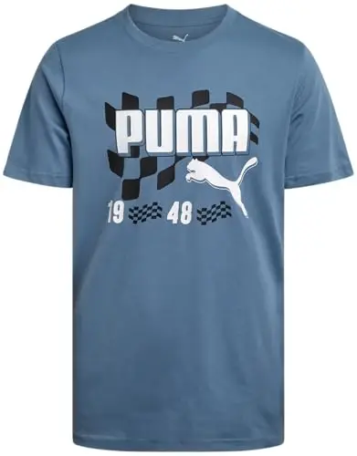 PUMA o‘g‘il bolalar uchun futbolka - Cat logotipli futbolka - Atletik ekipaj bo‘yinli kalta yengli futbolka (S-XL), Katta o‘lcham, Yashil/Sariq 