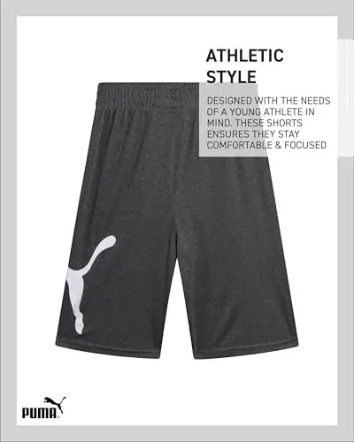 PUMA o'g'il bolalar uchun sport shortilari - Tez quriydigan nafas oladigan interlokli o'g'il bolalar basketbol shortilari cho'ntaklar bilan (o'lchamlari: 4-20) - 5