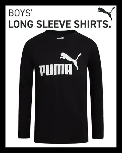 PUMA o'g'il bolalar uchun uzun yengli ko'ylaklar - O'g'il bolalar uchun nafas oladigan atletik uzun yengli ko'ylaklar - Kundalik futbolkalar (o'lchamlari S-XL) - 2