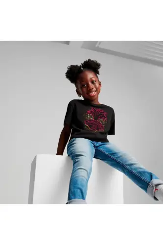 Puma Puma X Trolls Graphic Kız Çocuk Siyah Yuvarlak Yaka Tişört - PUMA Black - PUMA KIDS (1)