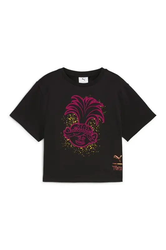 Puma Puma X Trolls Graphic Kız Çocuk Siyah Yuvarlak Yaka Tişört - PUMA Black - 4