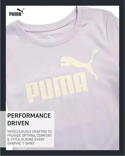 PUMA Qizlar futbolkasi - Qizlar uchun asosiy logotipli futbolka - Asosiy atletik yumaloq bo'yinli qisqa yengli futbolka (7-16) - 4