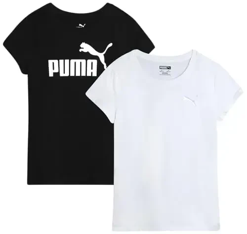 PUMA Qizlar uchun futbolkalar - 2 dona Qisqa yengli logotipli grafik futbolkalar - Qizlar uchun kundalik sport futbolkalari (O'lchamlari: S-XL) - MODAZONE