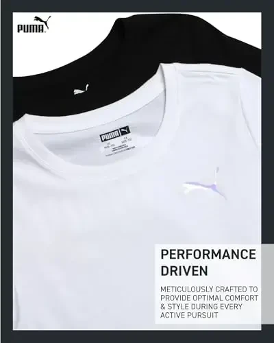 PUMA Qizlar uchun futbolkalar - 2 dona Qisqa yengli logotipli grafik futbolkalar - Qizlar uchun kundalik sport futbolkalari (O'lchamlari: S-XL) - 3