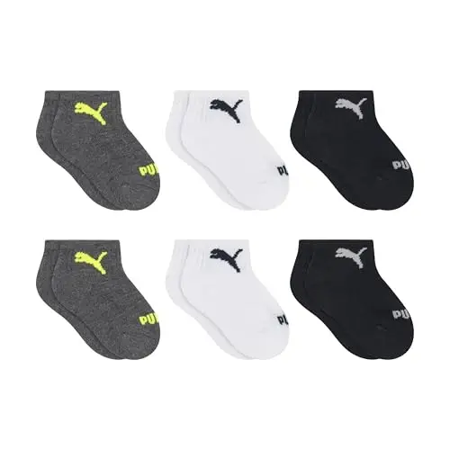 PUMA Uniseks Go'dakilar uchun 6 juft to'piq paypoqlari, qo'shimcha yostiqcha va qulay barmoq qismi 