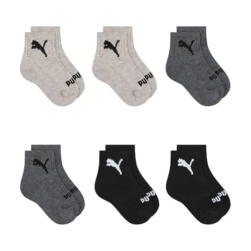 PUMA Unisex Baby 6-pack Infant Anklet Socks, Extra Cushion & Comfort-toe 