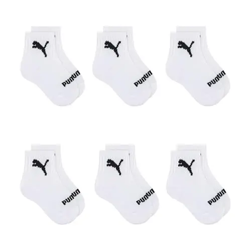 PUMA Unisex Baby 6-pack Infant Anklet Socks, Extra Cushion & Comfort-toe 