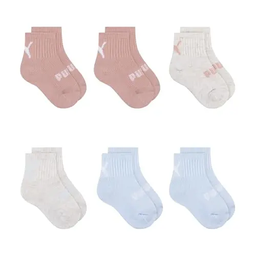 PUMA Unisex Baby 6-pack Infant Anklet Socks, Extra Cushion & Comfort-toe 