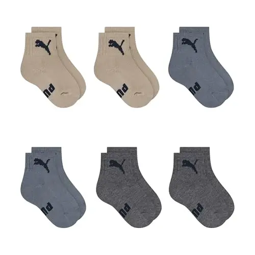 PUMA Unisex Baby 6-pack Infant Anklet Socks, Extra Cushion & Comfort-toe 