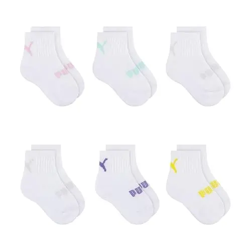 PUMA Unisex Baby 6-pack Infant Anklet Socks, Extra Cushion & Comfort-toe 