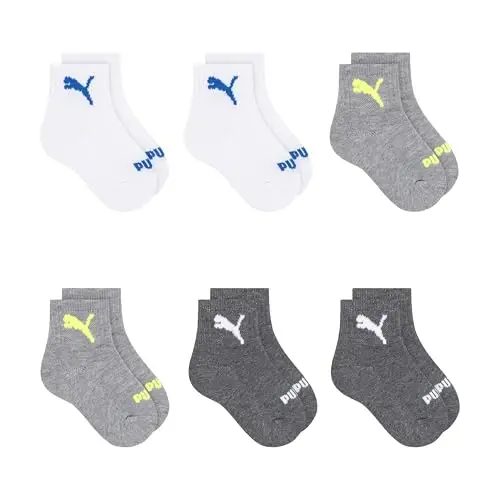 PUMA Unisex Chaqaloqlar uchun 6 juft to'piq paypoqlari, Qo'shimcha yostiqcha va qulay barmoq qismi 