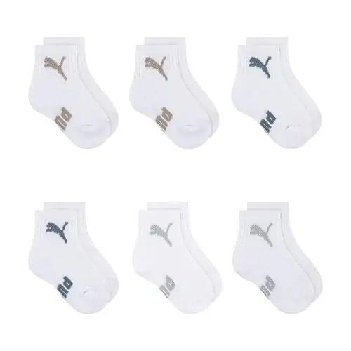 PUMA Unisex Chaqaloqlar uchun 6 juftli to'piq paypoqlar, qo'shimcha yostiqcha va qulay barmoq qismi 