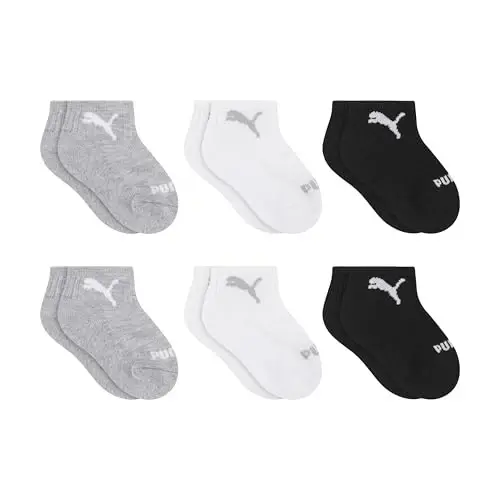 PUMA Unisex chaqaloqlar uchun 6 juftlik kalta paypoqlar, qo‘shimcha yostiqcha va qulay barmoq qismi 