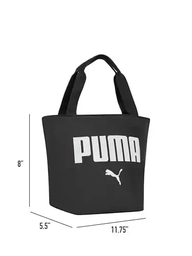 PUMA Unisex Kid's Adventure Lunch Tote, Black/White Glitter, Small - 6