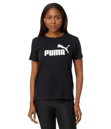 PUMA Womens Essentials Logo Crew Neck Short Sleeve Casual Tops Casual - Black - Puma