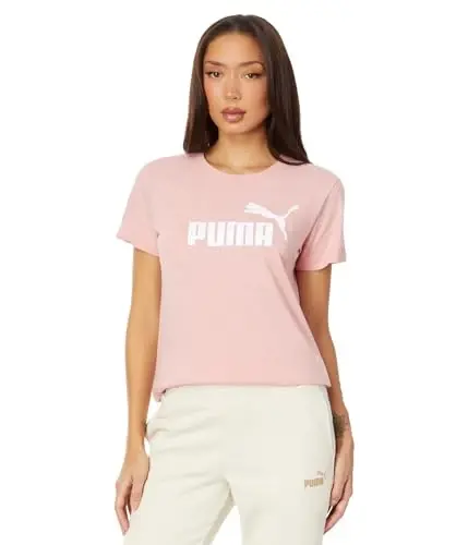 PUMA Womens Essentials Logo Heather Crew Neck Short Sleeve Casual Tops Casual - Purple - 1