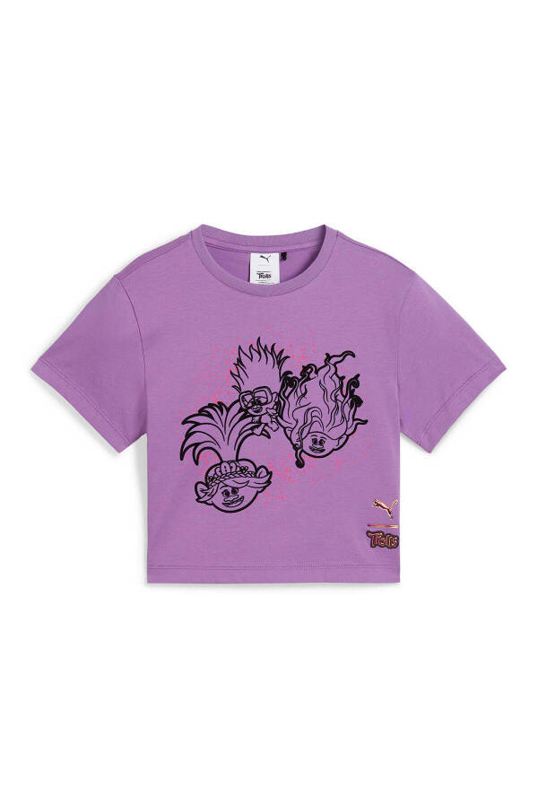 Puma Puma X Trolls Graphic Kız Çocuk Mor Yuvarlak Yaka Tişört - Mor - 10